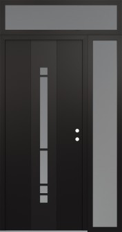 DIAMOND A3 52" X 96" BLACK/WHITE FROSTED GLASS PANEL BLACK LHI WITH SIDELITE AND TRANSOM FROSTED GLASS