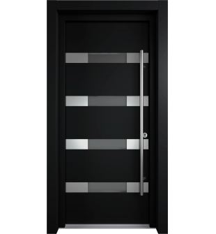 MODERN FRONT STEEL DOOR AURA BLACK/WHITE 37 7/16" X 81 11/16" LHI + HARDWARE