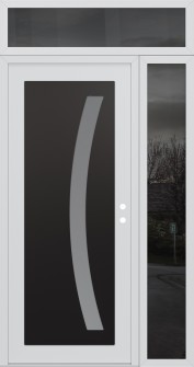 Diamond C4 52" x 96" white/white frosted Glass Panel black LHI with Sidelite and Transom mirrored Glass
