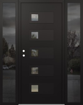 Diamond D2 68" x 80" black/black Clear Glass Panel black RHI with 2 Sidelites Mirrored Glass