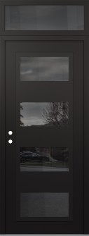 Diamond C2 36" x 96" black/black mirrored Glass Panel black RHI with Transom mirrored Glass