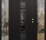 Modern Steel Front Door DIAMOND A10 68" X 80" BLACK/BLACK MIRRORED GLASS PANEL BLACK LHI WITH 2 SIDELITES CLEAR GLASS