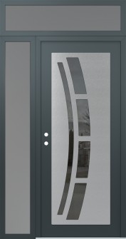 Diamond C12 52" x 96" anthracite/anthracite mirrored Glass Panel stainless steel RHI with Sidelite and Transom frosted Glass