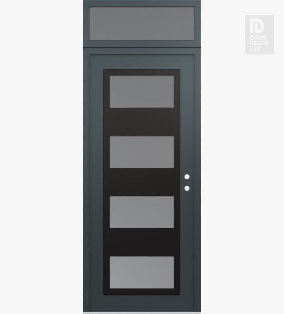Modern Steel Front Door Diamond C2 36" x 96" anthracite/anthracite frosted Glass Panel black LHI with Transom frosted Glass