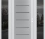 Modern Steel Front Door Diamond C11 64" x 80" white/white frosted Glass Panel stainless steel LHI with 2 Sidelites mirrored Glass