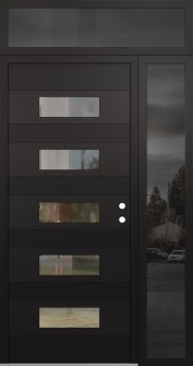 Diamond D5 50" x 96" black/black clear Glass Panel black LHI with Sidelite and Transom mirrored Glass