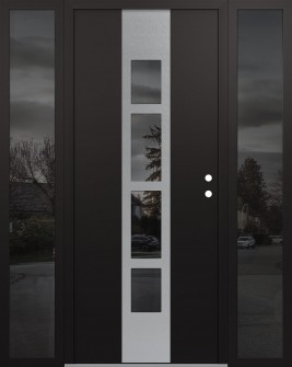 DIAMOND A10 64" X 80" BLACK/BLACK MIRRORED GLASS PANEL STAINLESS STEEL LHI WITH 2 SIDELITES MIRRORED GLASS