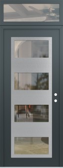 Diamond C2 36" x 96" anthracite/anthracite clear Glass Panel stainless steel LHI with Transom clear Glass