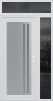 Diamond C6 52" x 96" white/white frosted Glass Panel stainless steel LHI with Sidelite and Transom mirrored Glass