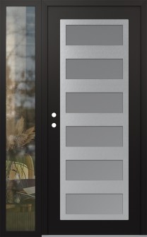 Diamond C9 50" x 80" black/white frosted Glass Panel stainless steel RHI with Sidelite clear Glass