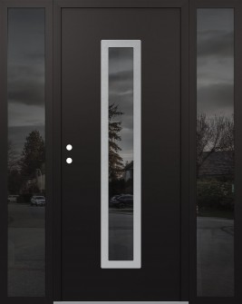 DIAMOND A11 64" X 80" BLACK/BLACK MIRRORED GLASS PANEL STAINLESS STEEL RHI WITH 2 SIDELITES MIRRORED GLASS