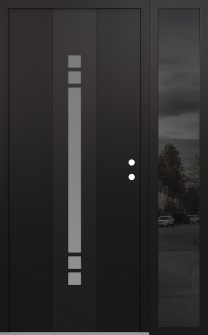 DIAMOND A4 50" X 80" BLACK/WHITE FROSTED GLASS PANEL BLACK LHI WITH SIDELITE MIRRORED GLASS