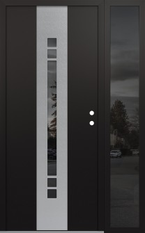 DIAMOND A4 48" X 80" BLACK/BLACK MIRRORED GLASS PANEL STAINLESS STEEL LHI WITH SIDELITE MIRRORED GLASS