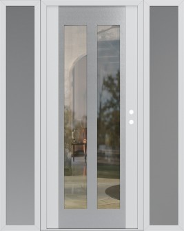 Diamond C14 60" x 80" white/white clear Glass Panel stainless steel LHI with 2 Sidelites frosted Glass