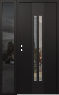 DIAMOND A8 52" X 80" BLACK/BLACK CLEAR GLASS PANEL BLACK RHI WITH SIDELITE MIRRORED GLASS