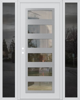 Diamond C9 60" x 80" white/white clear Glass Panel stainless steel RHI with 2 Sidelites mirrored Glass