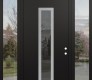 DIAMOND A11 64" X 96" BLACK/BLACK MIRRORED GLASS PANEL STAINLESS STEEL RHI WITH 2 SIDELITES AND TRANSOM CLEAR GLASS