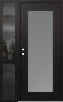 Diamond C1 50" x 80" black/white frosted Glass Panel black RHI with Sidelite mirrored Glass