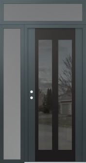 Diamond C14 52" x 96" anthracite/anthracite mirrored Glass Panel black RHI with Sidelite and Transom frosted Glass