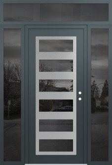 Diamond C9 60" x 96" anthracite/anthracite mirrored Glass Panel stainless steel LHI with 2 Sidelites and Transom mirrored Glass