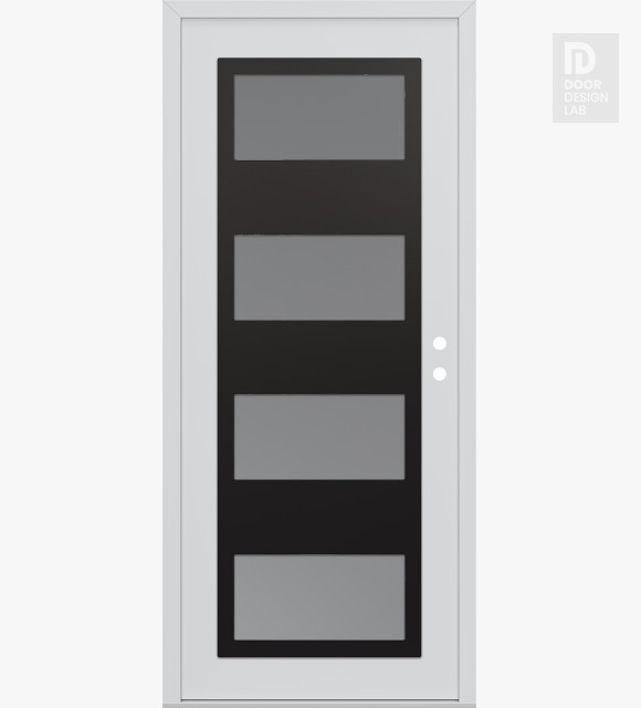 Modern Steel Front Door Diamond C2 36" x 80" white/white frosted Glass Panel black LHI