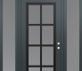 Modern Steel Front Door Diamond C16 64" x 96" anthracite/anthracite frosted Glass Panel black LHI with 2 Sidelites and Transom frosted Glass