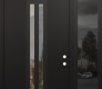 Modern Steel Front Door DIAMOND A8 52" X 96" BLACK/BLACK CLEAR GLASS PANEL BLACK LHI WITH SIDELITE AND TRANSOM MIRRORED GLASS