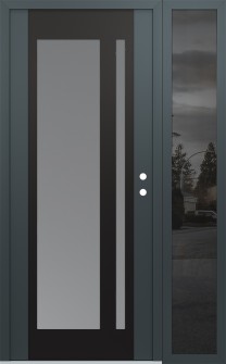 Diamond C15 52" x 80" anthracite/anthracite frosted Glass Panel black LHI with Sidelite mirrored Glass