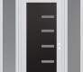 Modern Steel Front Door Diamond C8 64" x 96" white/white frosted Glass Panel black LHI with 2 Sidelites and Transom frosted Glass