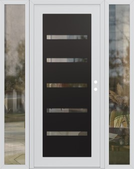 Diamond C7 68" x 80" white/white clear Glass Panel black LHI with 2 Sidelites clear Glass