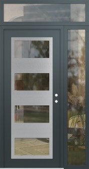 Diamond C2 50" x 96" anthracite/anthracite clear Glass Panel stainless steel LHI with Sidelite and Transom clear Glass