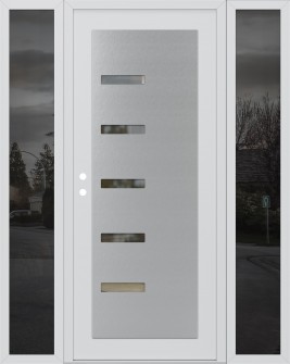 Diamond C8 68" x 80" white/white clear Glass Panel stainless steel RHI with 2 Sidelites mirrored Glass