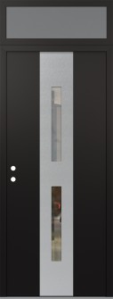 DIAMOND A6 36" X 96" BLACK/BLACK CLEAR GLASS PANEL STAINLESS STEEL RHI WITH TRANSOM FROSTED GLASS