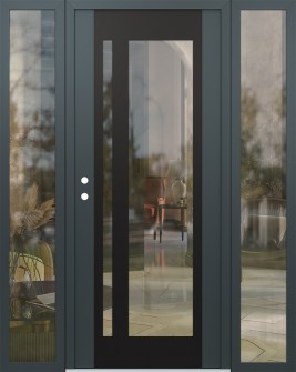 Diamond C15 60" x 80" anthracite/anthracite clear Glass Panel black RHI with 2 Sidelites clear Glass