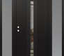 Modern Steel Front Door DIAMOND A3 68" X 80" BLACK/BLACK CLEAR GLASS PANEL BLACK RHI WITH 2 SIDELITES FROSTED GLASS