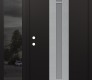 Modern Steel Front Door DIAMOND A5 52" X 80" BLACK/WHITE FROSTED GLASS PANEL STAINLESS STEEL RHI WITH SIDELITE MIRRORED GLASS