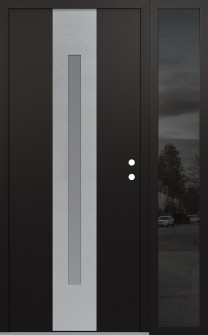 DIAMOND A2 48" X 80" BLACK/WHITE FROSTED GLASS PANEL STAINLESS STEEL LHI WITH SIDELITE MIRRORED GLASS