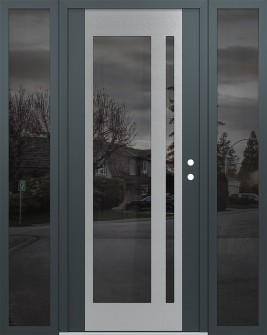 Diamond C15 64" x 80" anthracite/anthracite mirrored Glass Panel stainless steel LHI with 2 Sidelites mirrored Glass