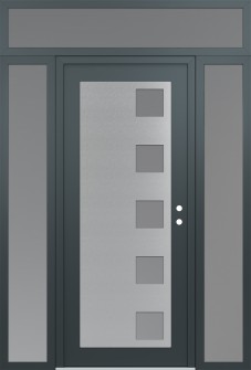 Diamond C5 68" x 96" anthracite/anthracite frosted Glass Panel stainless steel LHI with 2 Sidelites and Transom frosted Glass
