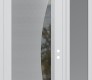 Modern Steel Front Door Diamond C13 48" x 96" white/white clear Glass Panel stainless steel LHI with Sidelite and Transom frosted Glass