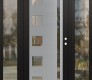 Modern Steel Front Door Diamond C3 68" x 80" black/black clear Glass Panel stainless steel LHI with 2 Sidelites clear Glass