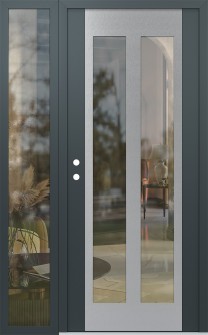 Diamond C14 50" x 80" anthracite/anthracite clear Glass Panel stainless steel RHI with Sidelite clear Glass