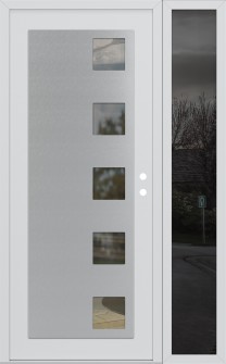 Diamond C5 50" x 80" white/white clear Glass Panel stainless steel LHI with Sidelite mirrored Glass
