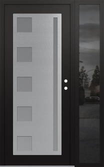 Diamond C3 48" x 80" black/white frosted Glass Panel stainless steel LHI with Sidelite mirrored Glass