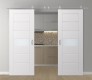 DOUBLE BARN DOOR AVON 07-06 VETRO SNOW WHITE 56" X 80" X 1 3/4" STAINLESS STEEL HARDWARE