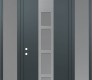 Modern Steel Front Door DIAMOND A10 68" X 96" ANTHRACITE/ANTHRACITE FROSTED GLASS PANEL STAINLESS STEEL RHI WITH 2 SIDELITES AND TRANSOM FROSTED GLASS