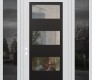 Modern Steel Front Door Diamond C2 60" x 96" white/white clear Glass Panel black RHI with 2 Sidelites and Transom mirrored Glass