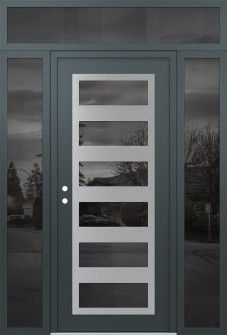 Diamond C9 68" x 96" anthracite/anthracite mirrored Glass Panel stainless steel RHI with 2 Sidelites and Transom mirrored Glass