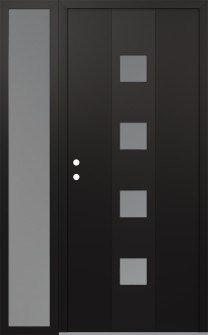 DIAMOND A12 52" X 80" BLACK/WHITE FROSTED GLASS PANEL BLACK RHI WITH SIDELITE FROSTED GLASS