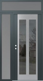 Diamond C14 48" x 96" anthracite/anthracite mirrored Glass Panel stainless steel RHI with Sidelite and Transom frosted Glass